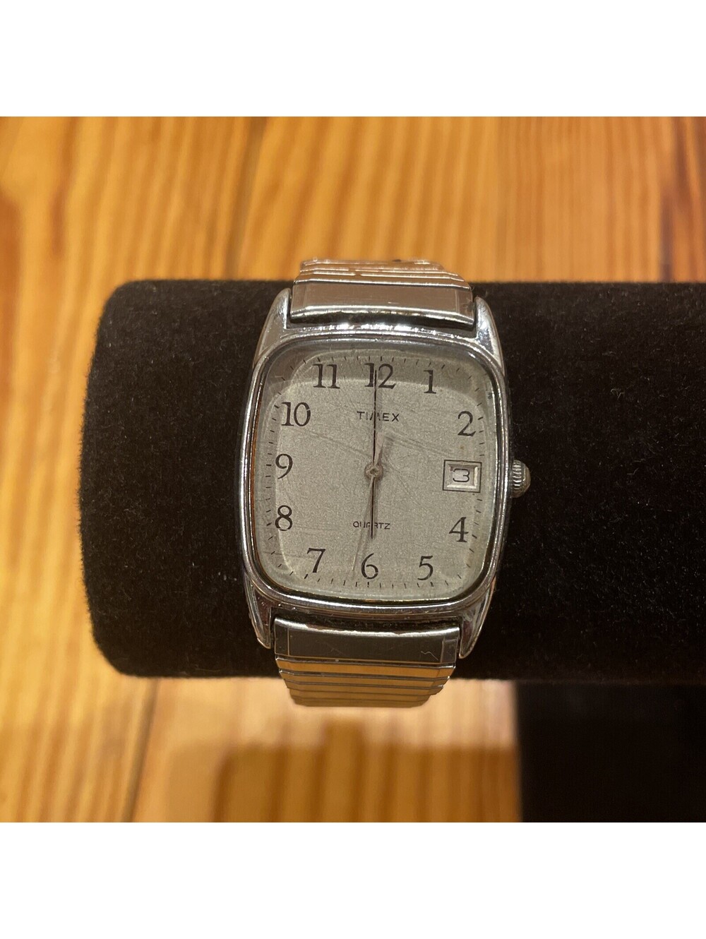 Timex #34 W Cell Quartz Silver Tone Stainless Steel Back Stretch *UNTESTED* HTF